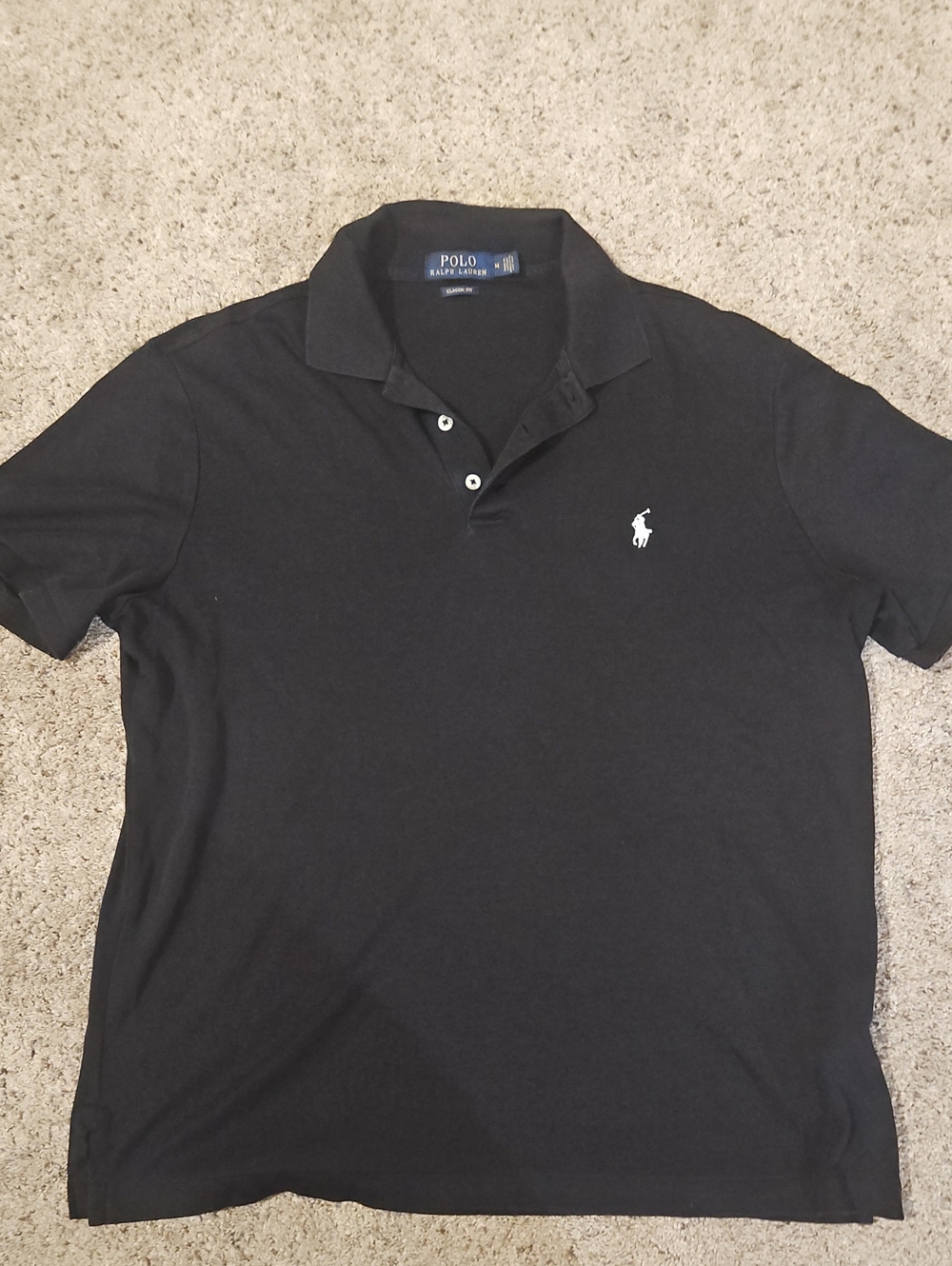 Ralph Lauren Black Polo Shirt with White Pony Logo